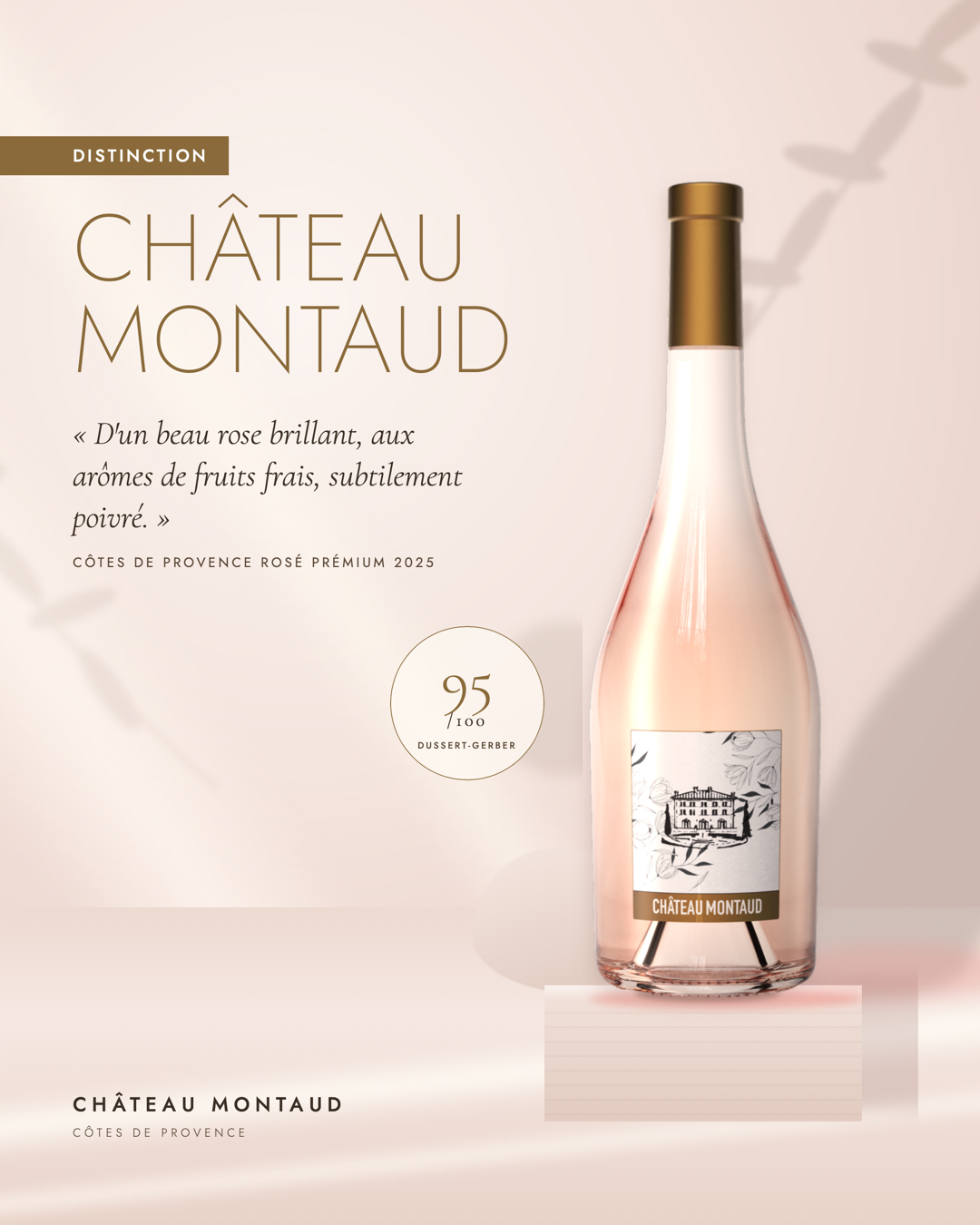 Château Montaud Côtes de Provence rosé premium 2025, noté 95/100 par le guide Dussert-Gerber